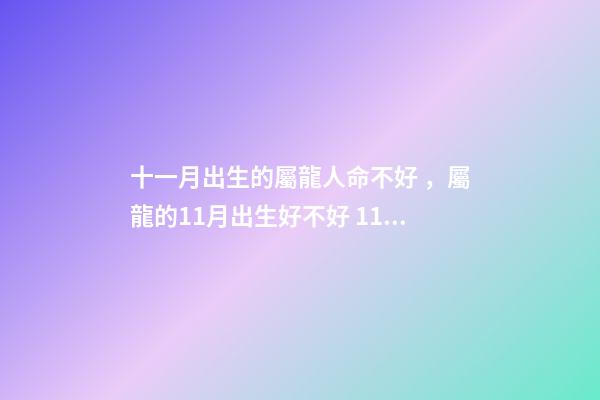 十一月出生的屬龍人命不好，屬龍的11月出生好不好 11月屬龍的人命好嗎 11月屬龍人的命運如何-第1張-觀點-玄機派